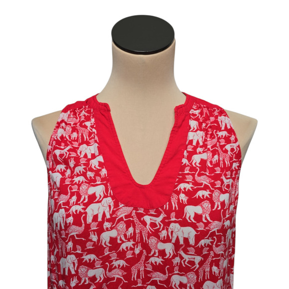 Maeve by Anthropologie Tank Top Womens 6 Animal Print Sleeveless Blouse Red - Picture 9 of 9